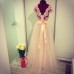 Rochie din tulle si broderie rose quartz